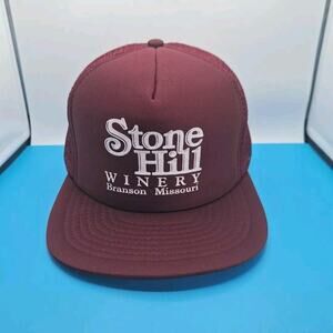 Stone Hill Winery Branson MO Mesh Foam Snapback Trucker Hat Cap Maroon Ozark